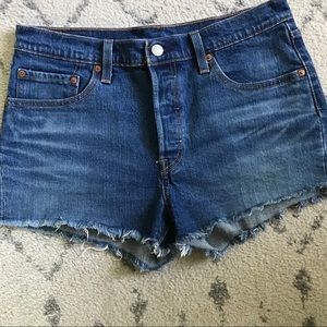Levi’s 501 Button Fly High Rise Cut Off Shorts